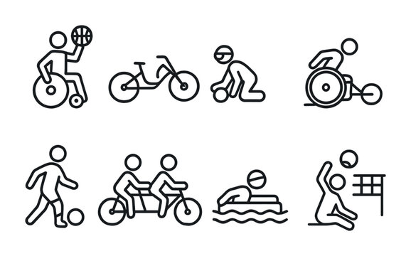 Inclusive sport icons for accessible recreation and design projects
