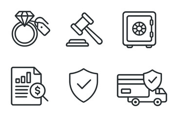 Financial security and legal protection icons for business design