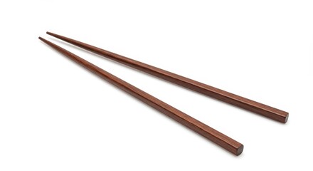 Photo Wooden Chopsticks Isolated on White Background Angled Brown Objects