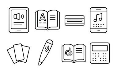 Educational technology icons for learning apps and tools design