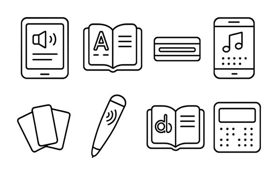 Educational technology icons for learning apps and tools design