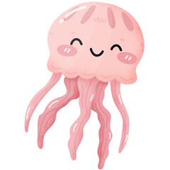 Cute Jelly fish floating in the sea cartoon 
