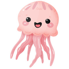 Cute Jelly fish floating in the sea cartoon 