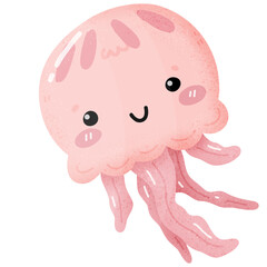 Cute Jelly fish floating in the sea cartoon 