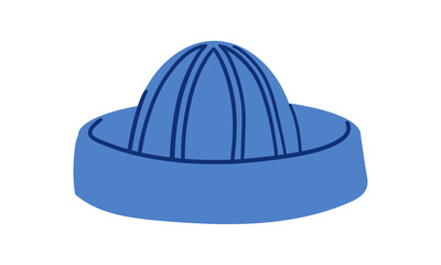 A vibrant, minimalist illustration of a manual citrus juicer, showcasing a halved citrus fruit during the juicing process.