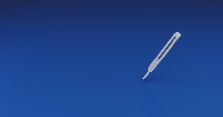 Isolated realistic white thermometer symbol with shadow. Located on the right side of the scene. 3d illustration on transparent background