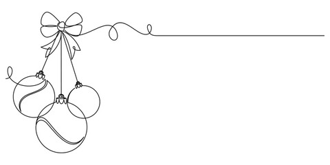 Christmas balls line art style illustration vector with transparent background.