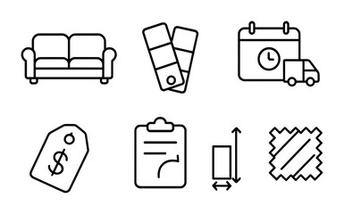 Home renovation icons for interior design projects and planning