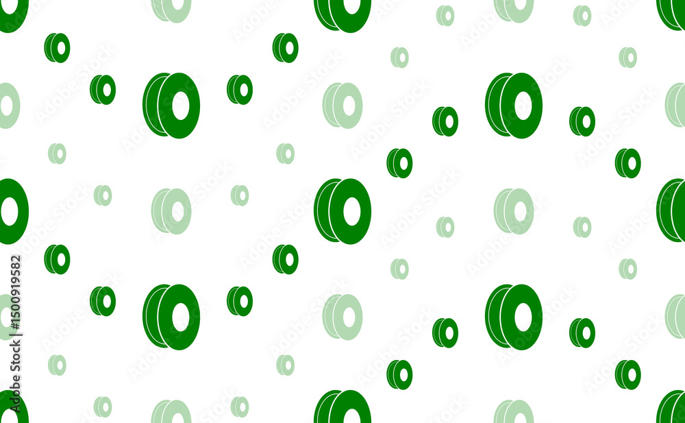 Aufkleber Seamless pattern of large and small green 3D printing filament symbols. The elements are arranged in a wavy. Illustration on light green background