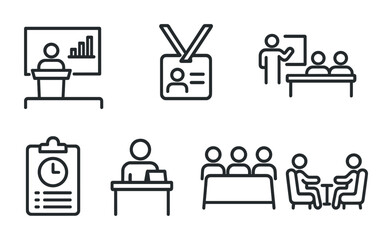 Business meeting and presentation icons for office use