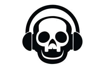 skull with headphones vector icon