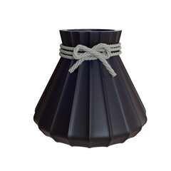 Dark navy pleated vase with rope detail