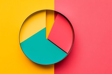 Obraz premium Aerial view of a colorful pie chart on a split background