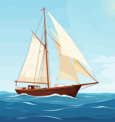 Obraz premium Sailing Adventure on Calm Ocean Waters