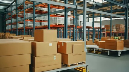 Warehouse Team Working - Logistics and Supply Chain. A diverse team of workers in a large warehouse, efficiently managing logistics and supply chain operations. This image represents teamwork - Powered by Adobe