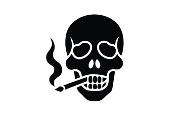 smoking skull vector icon