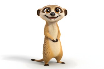 Obraz premium Adorable Cartoon Meerkat Character Standing Smiling 3D Render Happy Animal