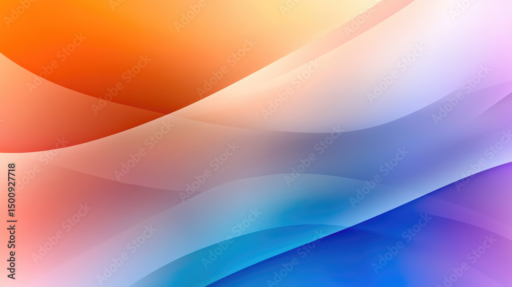 Poster abstract gradient background with smooth flowing lines, orange blue and purple color, modern digital