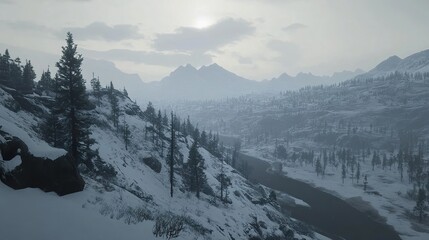 Fototapeta premium snow covered mountains in winter