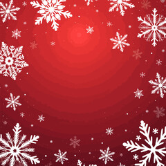 Winter Snowflakes on Red Background
