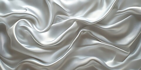 Fototapeta premium Silver Silk Fabric Drapes and Waves