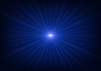 bright blue light radiation beams starburst lens flare effect dark background technology science energy futuristic abstract concept