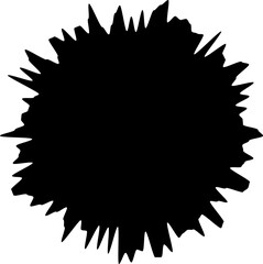 Black circle frames with jagged edge stock vector isolated. 
Circular black stains with broken irregular side edges.
Transparent background. SVG file.