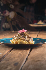 Delicious pasta with meat and sauce