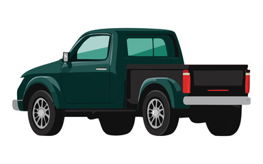 Green Pickup Truck Rear Quarter View