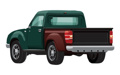  Green Pickup Truck Rear View