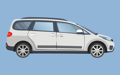 Clean White Minivan Side View