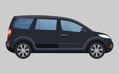 Sleek Dark Grey Minivan Side View