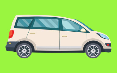 Fototapeta premium classic white beige minivan illustration