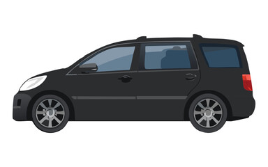sleek black passenger minivan illustration