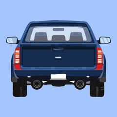 modern blue pickup truck rear perspective © firstcolor