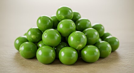 Fresh Green Peas Small Pile - A small pile of fresh, vibrant green peas, symbolizing health, freshness, nature, abundance, and spring
