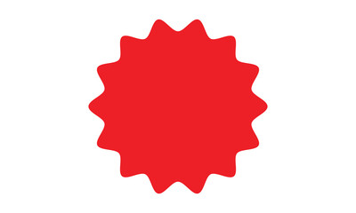 Red starburst, burst, badge, seal or label flat vector icon for apps eps 10. 