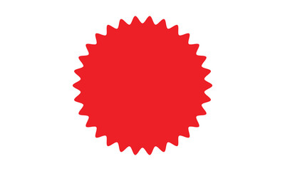 Red starburst, burst, badge, seal or label flat vector icon for apps eps 10. 