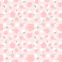 seamless pattern with pink flowers 