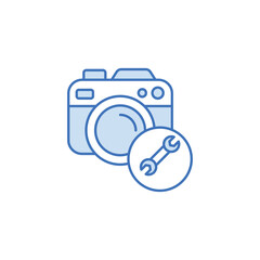 Camera Repair icon design with white background stock illustration