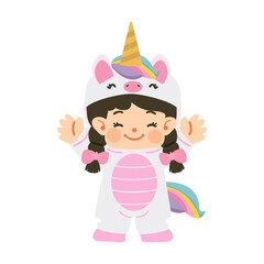 Child Girl Unicorn Costume Cartoon