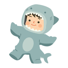 Kid Boy Characters in Shark Costume