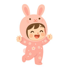 Little Girl Wearing Rabbit Suit