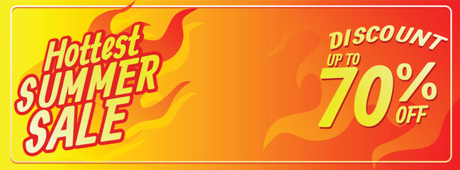hottest summersale text inside flaming fire concept. summer sale banner template vector illustration