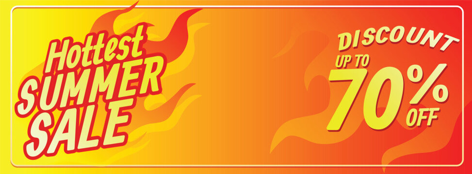 hottest summersale text inside flaming fire concept. summer sale banner template vector illustration