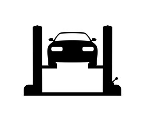 Car lift icon. Car service. Car lifting equipment. Work in a forklift service Car repair and maintenance vector design and illustration.
