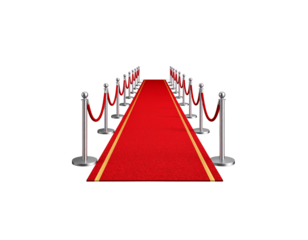 Luxurious 3D red carpet for launch on white background
