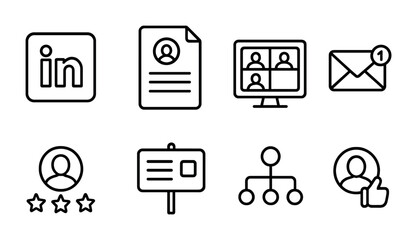 Business communication and networking icons for digital media design