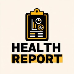 Naklejka premium Health Report Graphic Black and Gold Clipboard Icon with Charts and Heartbeat Symbol