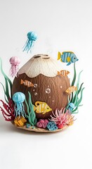 Underwater coconut reef fish jellyfish coral ocean sea life marine ecosystem aquarium tropical habitat